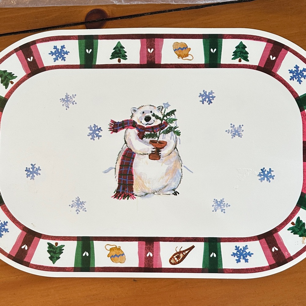 NEW set of 12 Pfaltzgraff Reversible Placemats - Snow Bear Collection